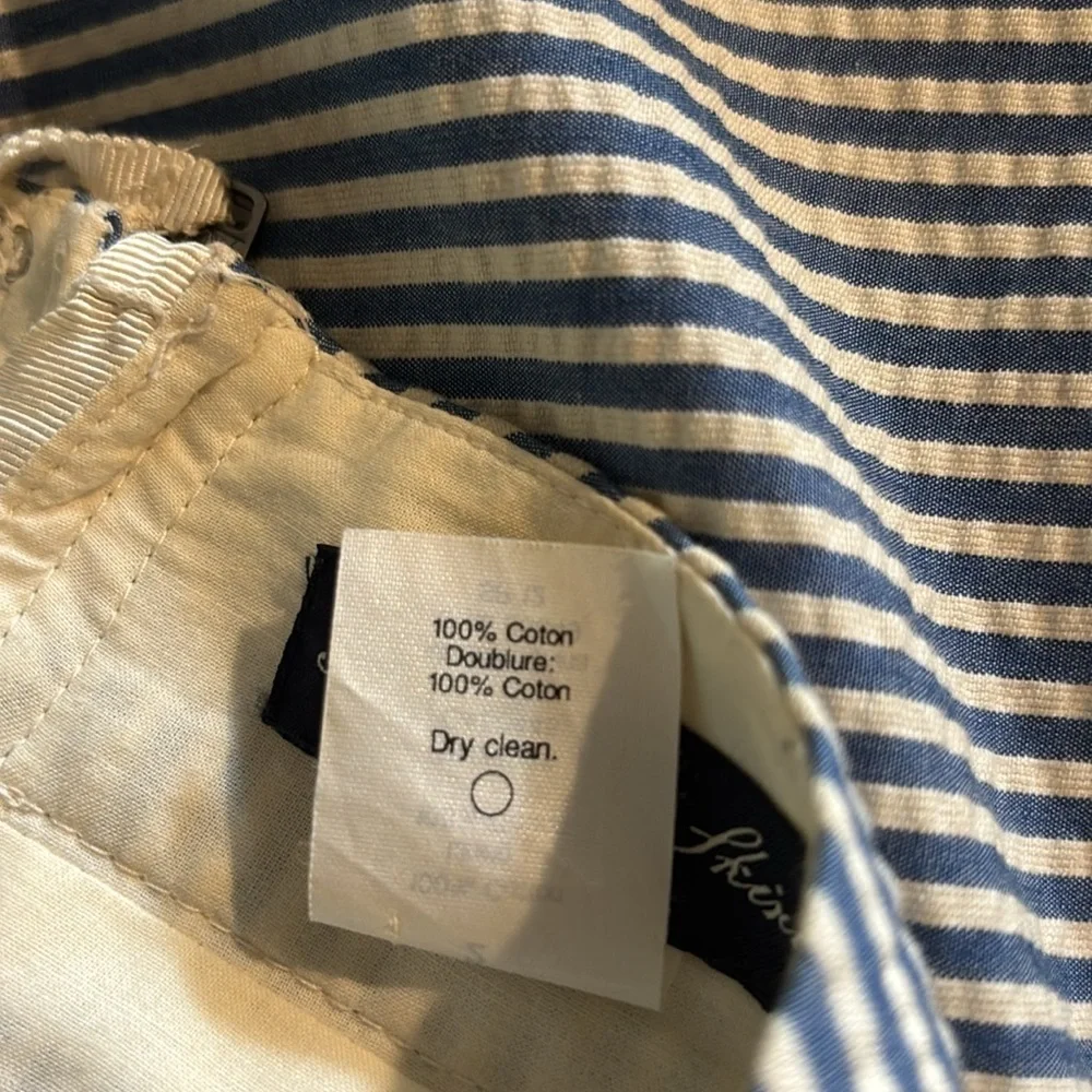 J.Crew Black Label The Pencil Skirt Sz 2 Seersucker Blue White Cotton Knee